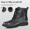 FITORY Girls/Boys Ankle Combat Boots with Side Zipper and Lace-Up, Waterproof Glitter Style, Easy On/Off Sparkle Shoes for Toddler/Little Kid/Big Kid(Black Gypsophila)