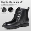 FITORY Girls/Boys Ankle Combat Boots with Side Zipper and Lace-Up, Waterproof Glitter Style, Easy On/Off Sparkle Shoes for Toddler/Little Kid/Big Kid(Black Pu)