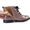 FITORY Girls/Boys Ankle Combat Boots with Side Zipper and Lace-Up, Waterproof Glitter Style, Easy On/Off Sparkle Shoes for Toddler/Little Kid/Big Kid(Brown Gypsophila)
