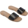FITORY Women’s Slide Sandals Fashion Square Open Toe with Cushioned Footbed Slippers for Beach Size(Black)