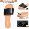FITORY Women’s Slide Sandals Fashion Square Open Toe with Cushioned Footbed Slippers for Beach Size(Black-round)