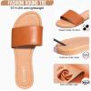 FITORY Women’s Slide Sandals Fashion Square Open Toe with Cushioned Footbed Slippers for Beach Size(Brown-round)