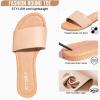 FITORY Women’s Slide Sandals Fashion Square Open Toe with Cushioned Footbed Slippers for Beach Size(Camel-round)
