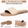 FITORY Women’s Slide Sandals Fashion Square Open Toe with Cushioned Footbed Slippers for Beach Size(Nude)