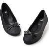 FITORY Girls Dress Shoes, Glitter Mary Jane Ballet Flats Slip on with Bow for Little Kid Black Size 12-13