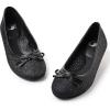 FITORY Girls Dress Shoes, Glitter Mary Jane Ballet Flats Slip on with Bow for Little Kid Black Size 13.5-1