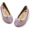 FITORY Girls Dress Shoes, Glitter Mary Jane Ballet Flats Slip on with Bow for Little Kid Pink Size 13.5-1