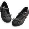 FITORY Girls Dress Shoes, Glitter Mary Jane Ballet Flats with Buckle Strap Bow for Toddler Black Size 9-10