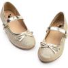 FITORY Girls Dress Shoes, Glitter Mary Jane Ballet Flats with Buckle Strap Bow for Toddler Rose Gold Size 9-10