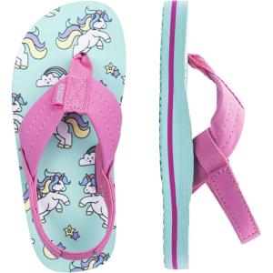 FITORY Kids Flip Flops Girls Sandals Slides with Back Strap for Beach Pink Aqua Green Size 13-1