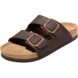 FITORY Mens Sandals, Arch Support Slides with Adjustable Buckle Straps and Cork Footbed Size 7-14.5(Mocha)