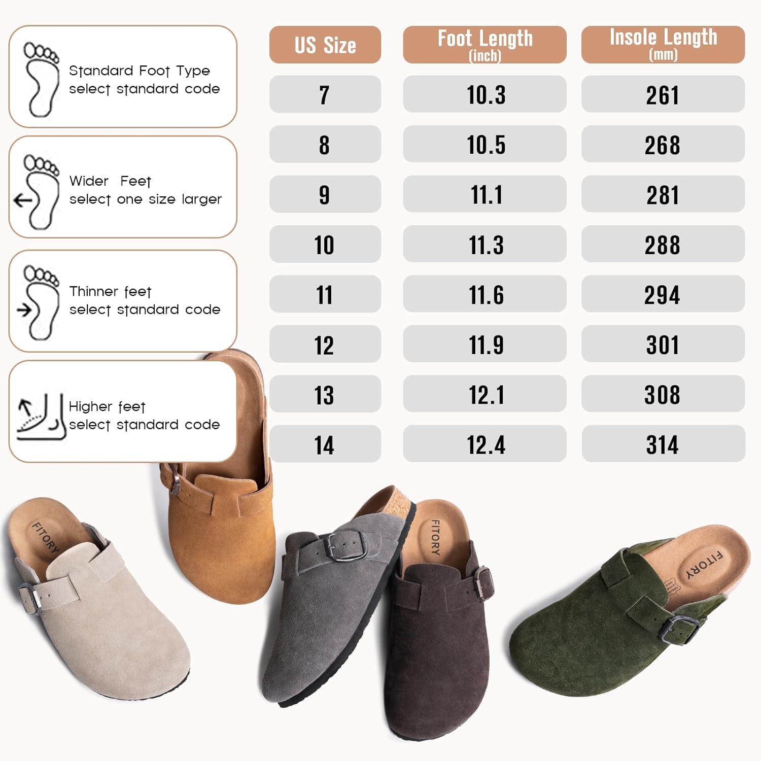 imageFITORY Mens Suede Clogs with Arch SupportLeather Cork Footed Mules Size 714Taupe