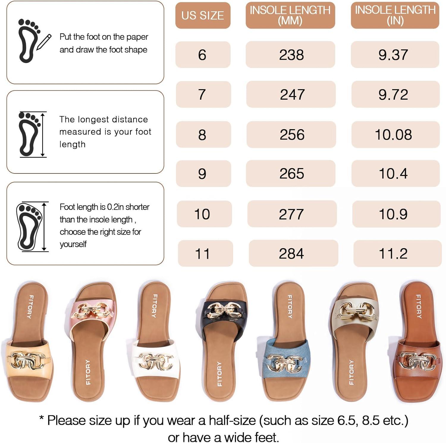 imageFITORY Womens Flat Sandals Fashion Slides With Soft Leather Slippers for Summer Size 611Rose Gold