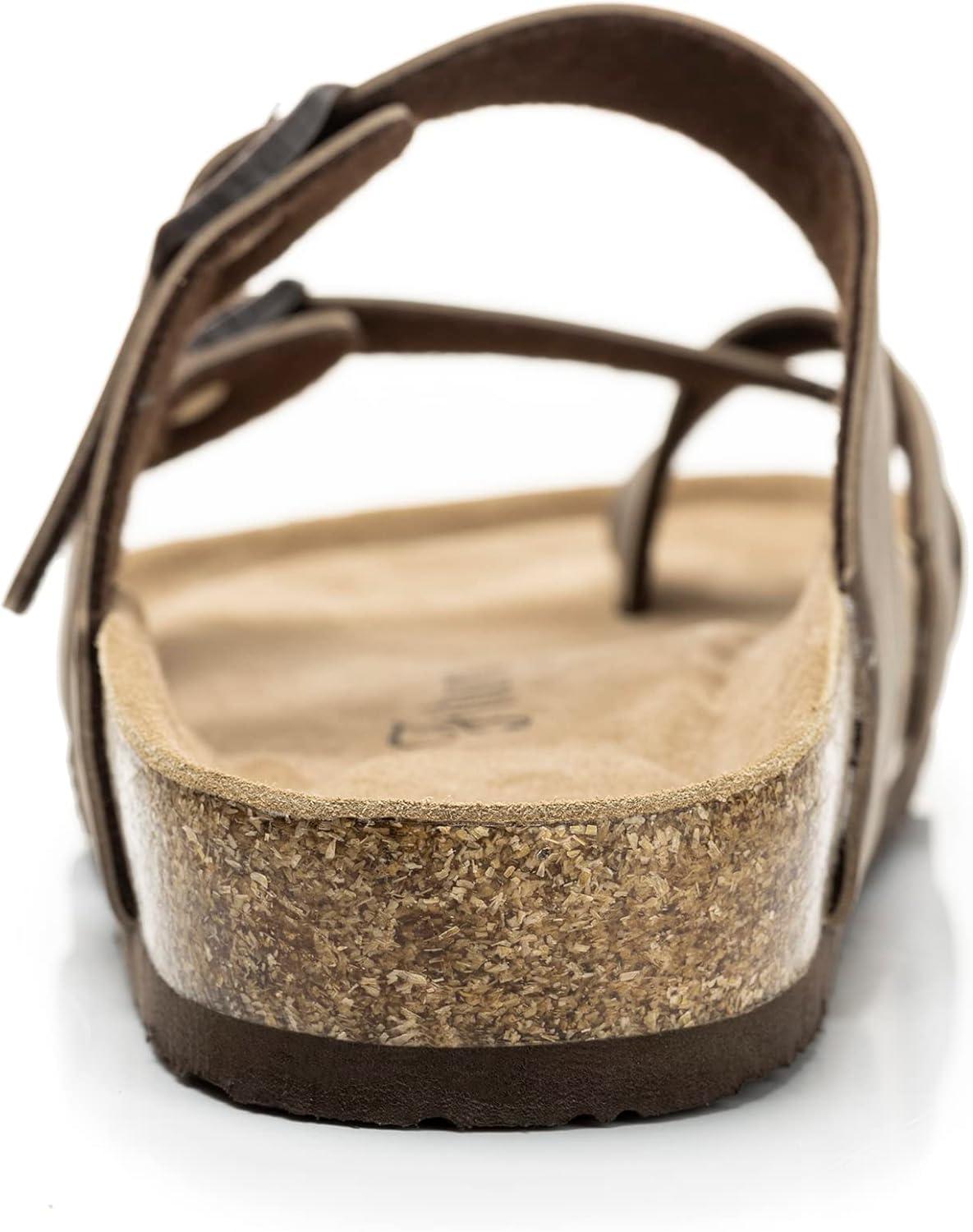 imageFITORY Womens Leather Slide Sandals with Comfort Cork Footbed Size 611Brown