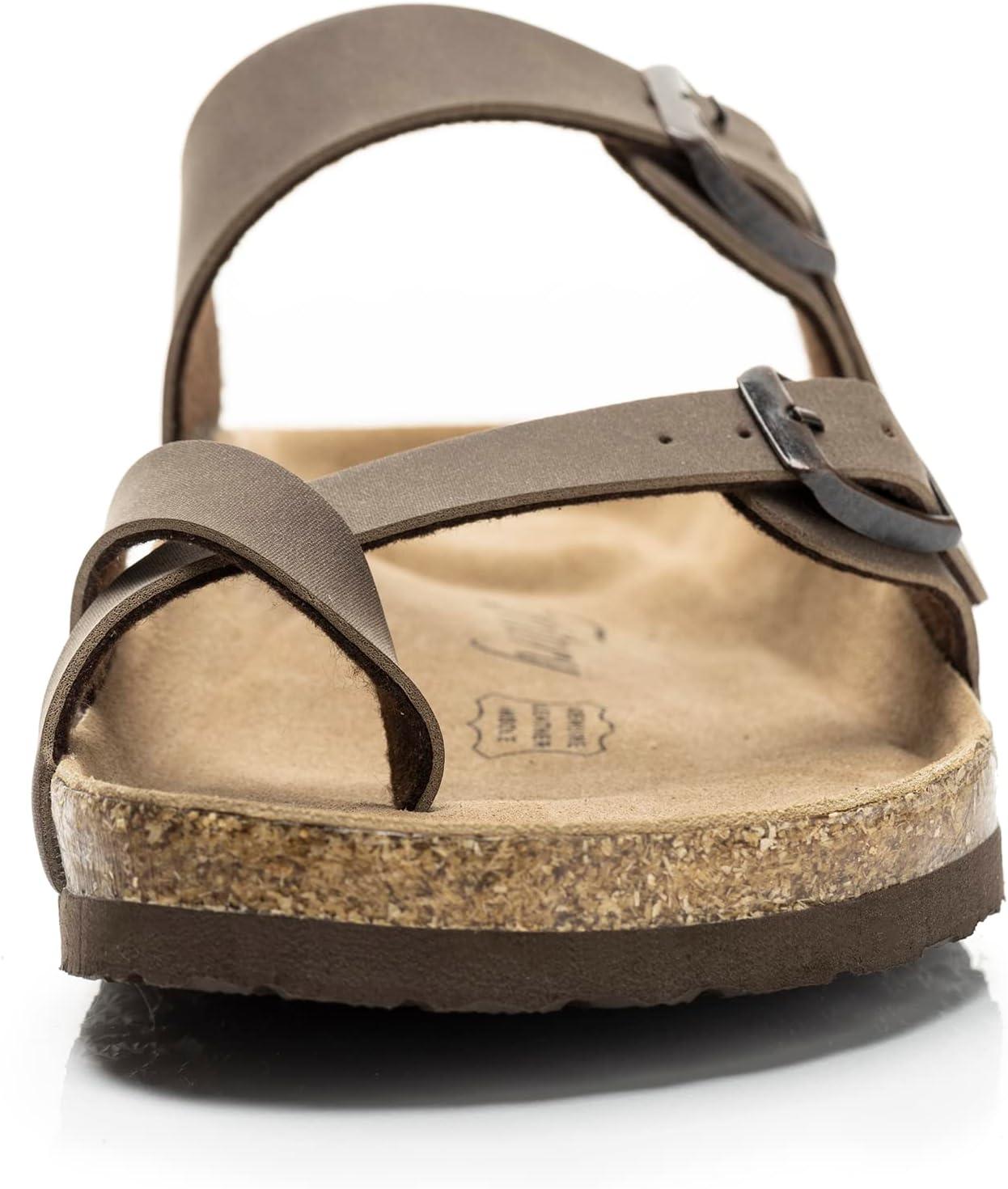 imageFITORY Womens Leather Slide Sandals with Comfort Cork Footbed Size 611Brown