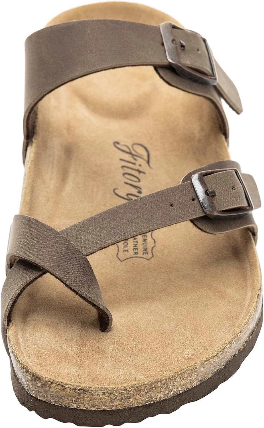 imageFITORY Womens Leather Slide Sandals with Comfort Cork Footbed Size 611Brown