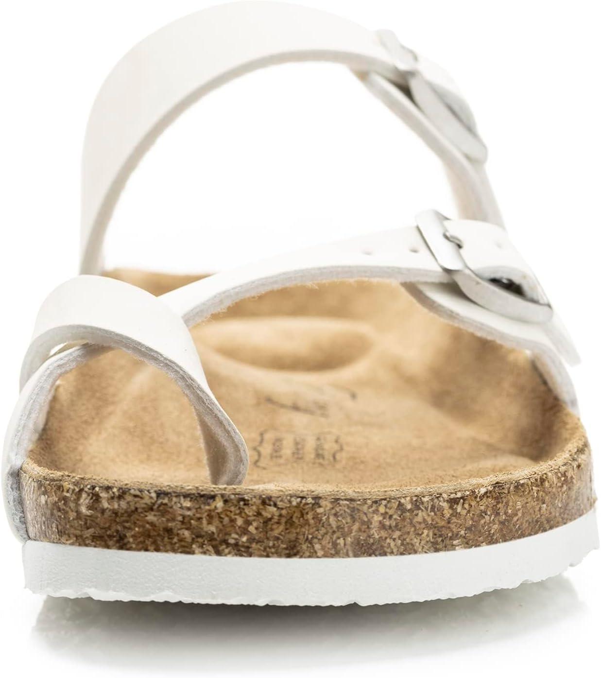 imageFITORY Womens Leather Slide Sandals with Comfort Cork Footbed Size 611White