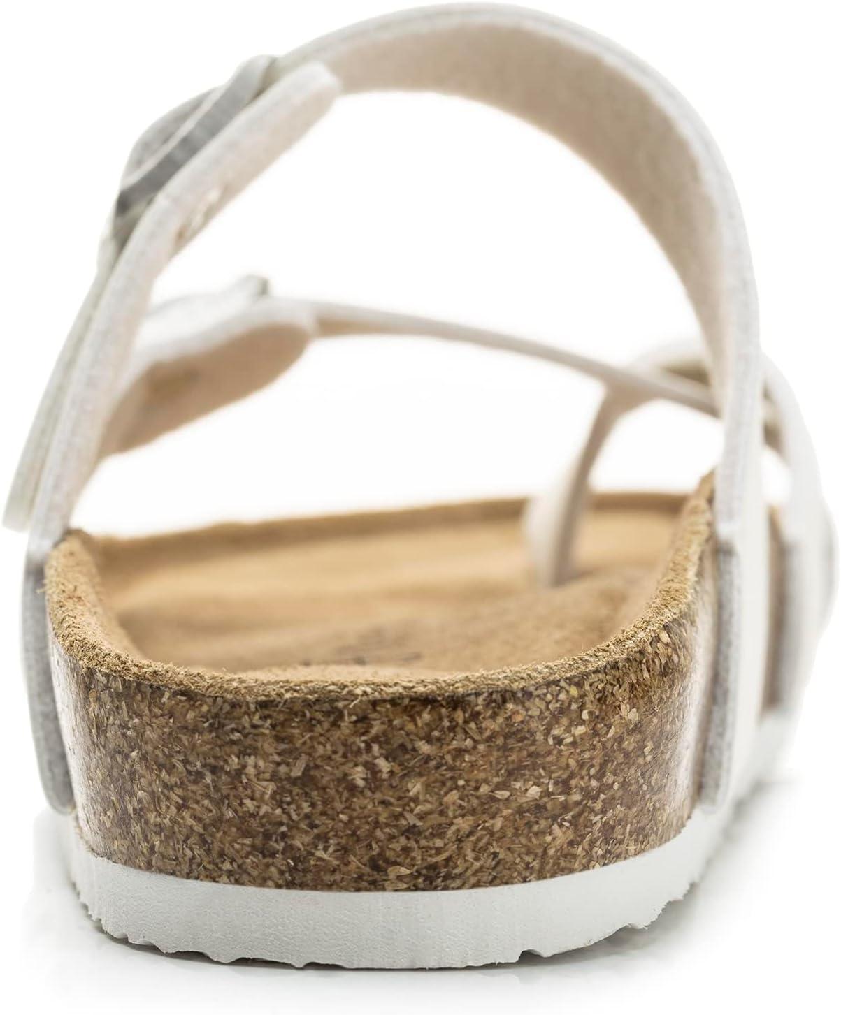 imageFITORY Womens Leather Slide Sandals with Comfort Cork Footbed Size 611White