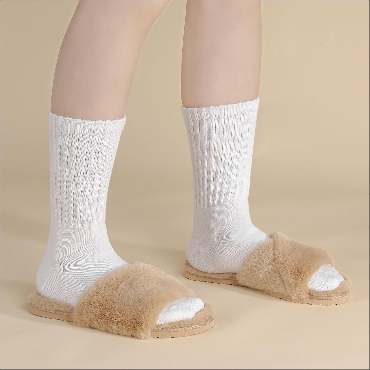 imageFITORY Womens Memory Foam Slippers Cross Band Fuzzy House Shoes with Stylish and Comfy Open Toe for Indoor Outdoor Size 611Camel