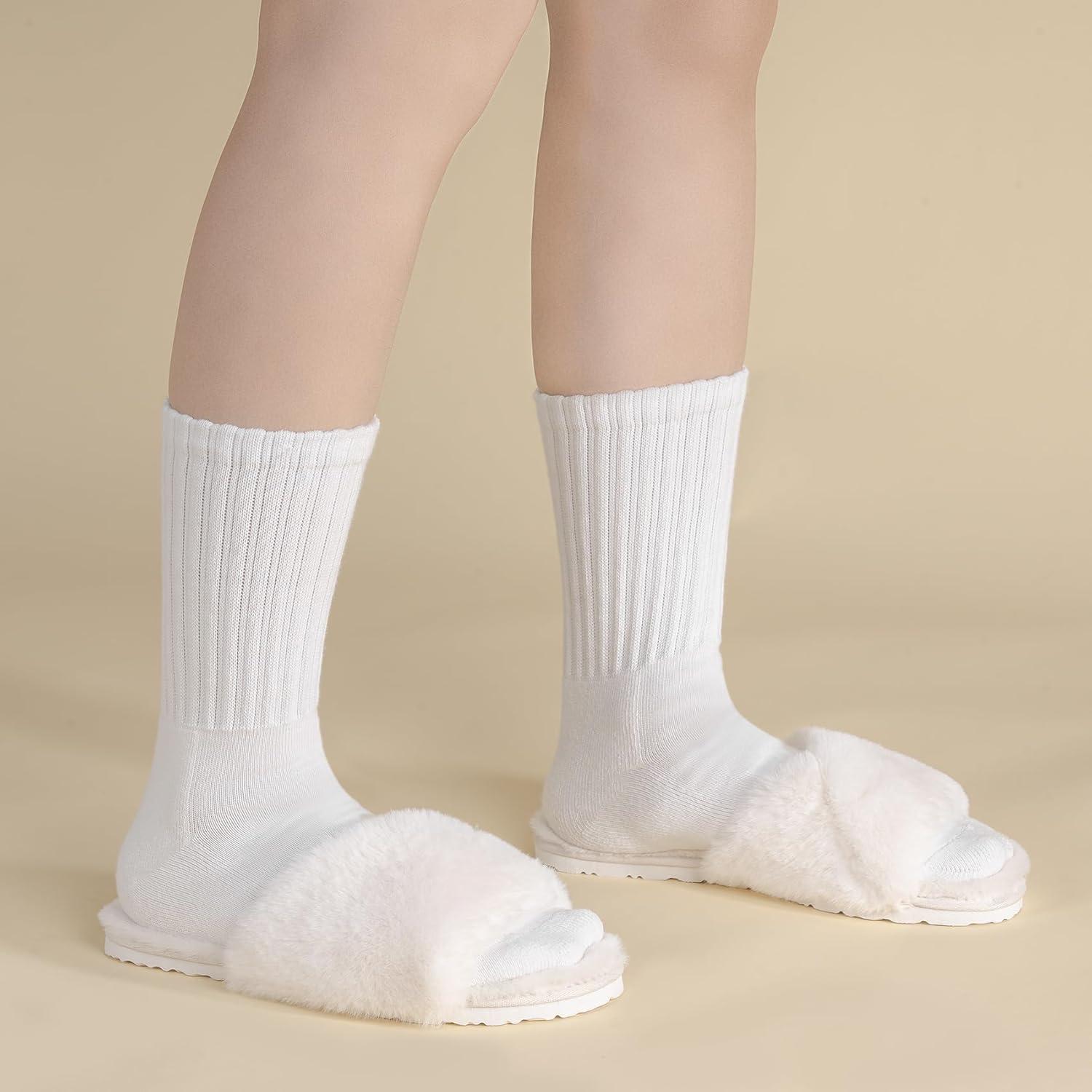 imageFITORY Womens Memory Foam Slippers Cross Band Fuzzy House Shoes with Stylish and Comfy Open Toe for Indoor Outdoor Size 611White