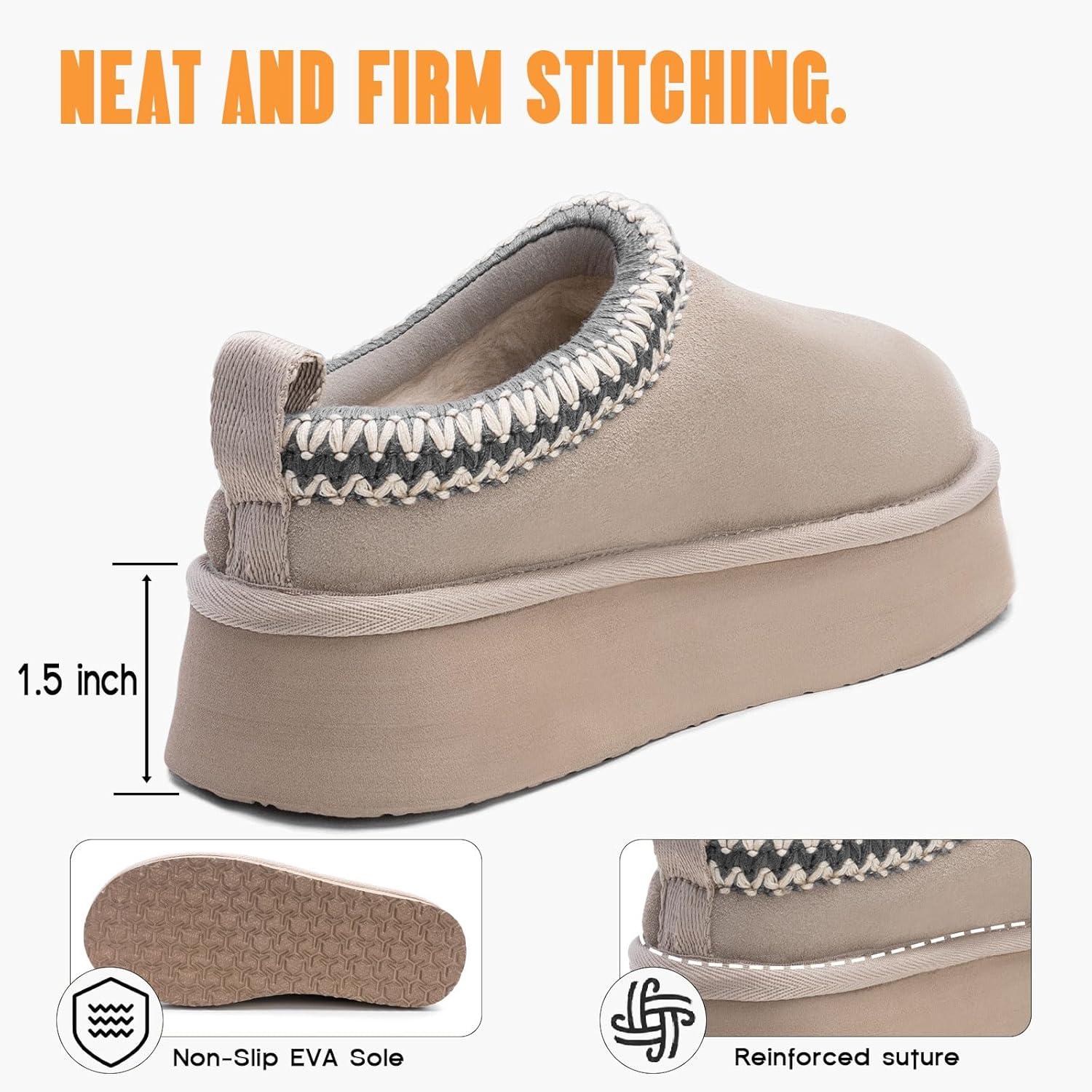 imageFITORY Womens Platform Slippers Suede Ankle Boots with Fleecelined for Indoor Outdoors Size 611Grey