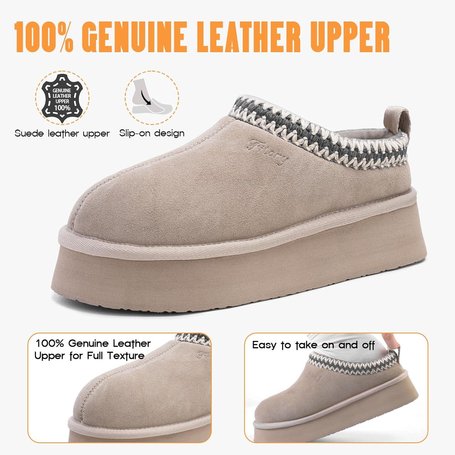 imageFITORY Womens Platform Slippers Suede Ankle Boots with Fleecelined for Indoor Outdoors Size 611Grey