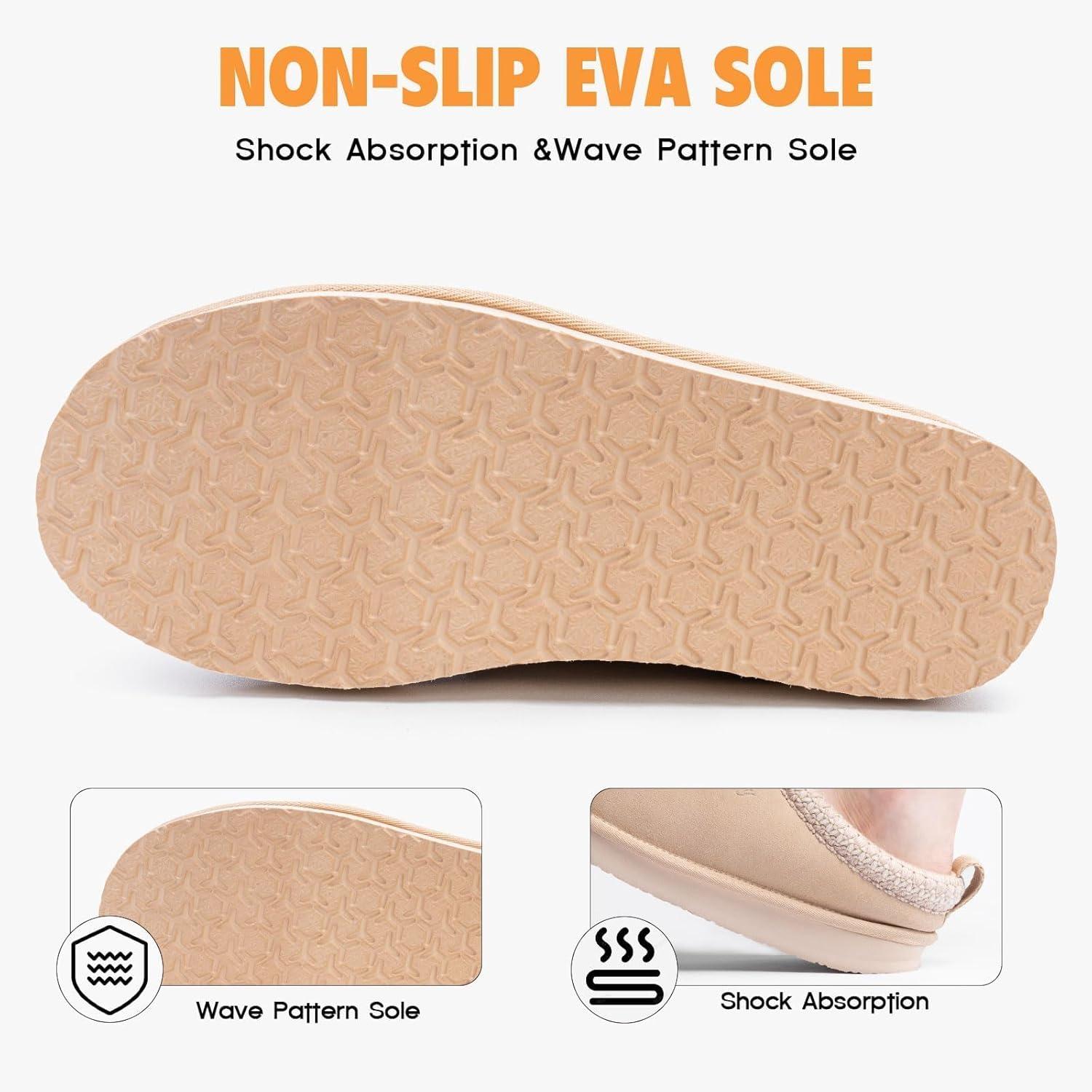imageFITORY Womens Suede Slipper  Flat Short Mini Boots with Fur Fleece  Winter Casual Comfort ShoesBeige