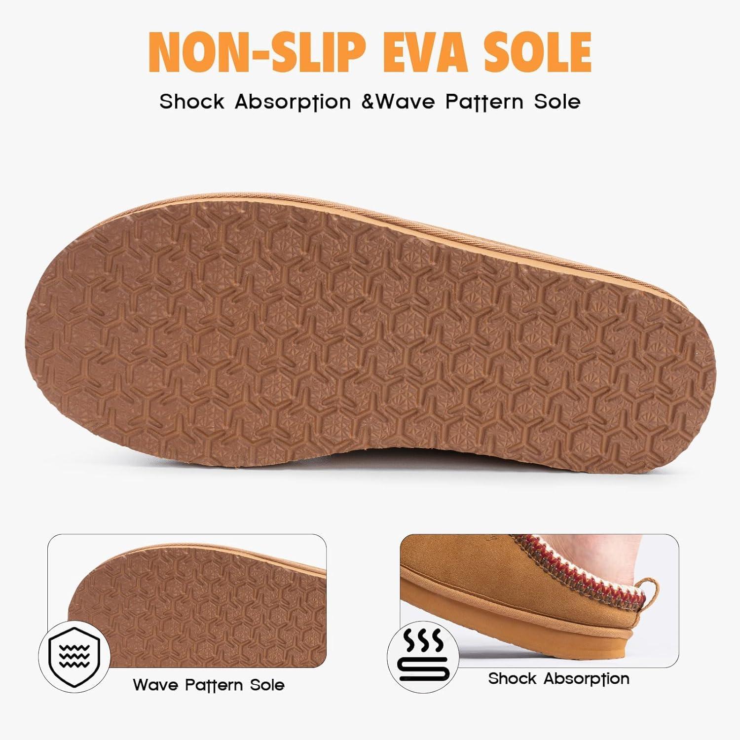 imageFITORY Womens Suede Slipper  Flat Short Mini Boots with Fur Fleece  Winter Casual Comfort ShoesChestnut