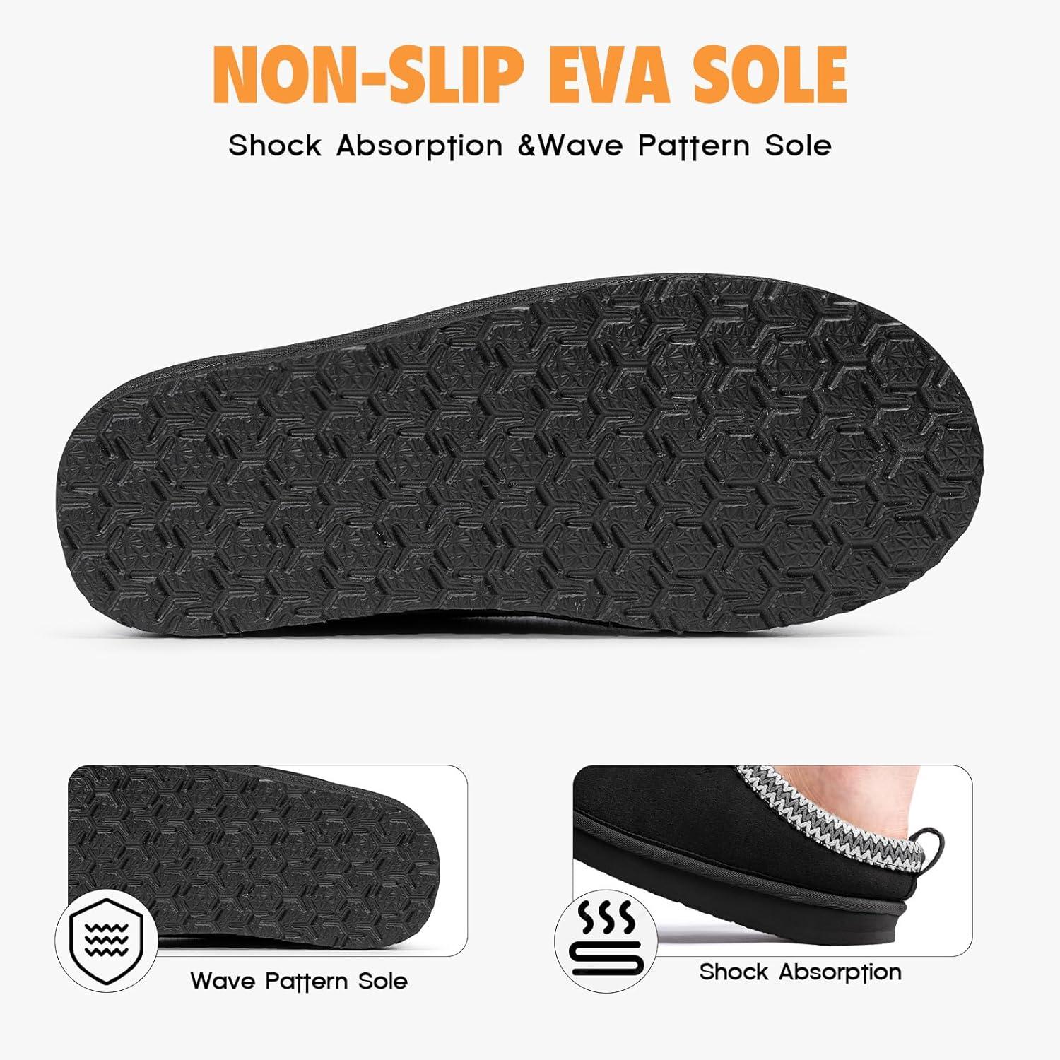 imageFITORY Womens Suede Slipper  Flat Short Mini Boots with Fur Fleece  Winter Casual Comfort ShoesCoal Black