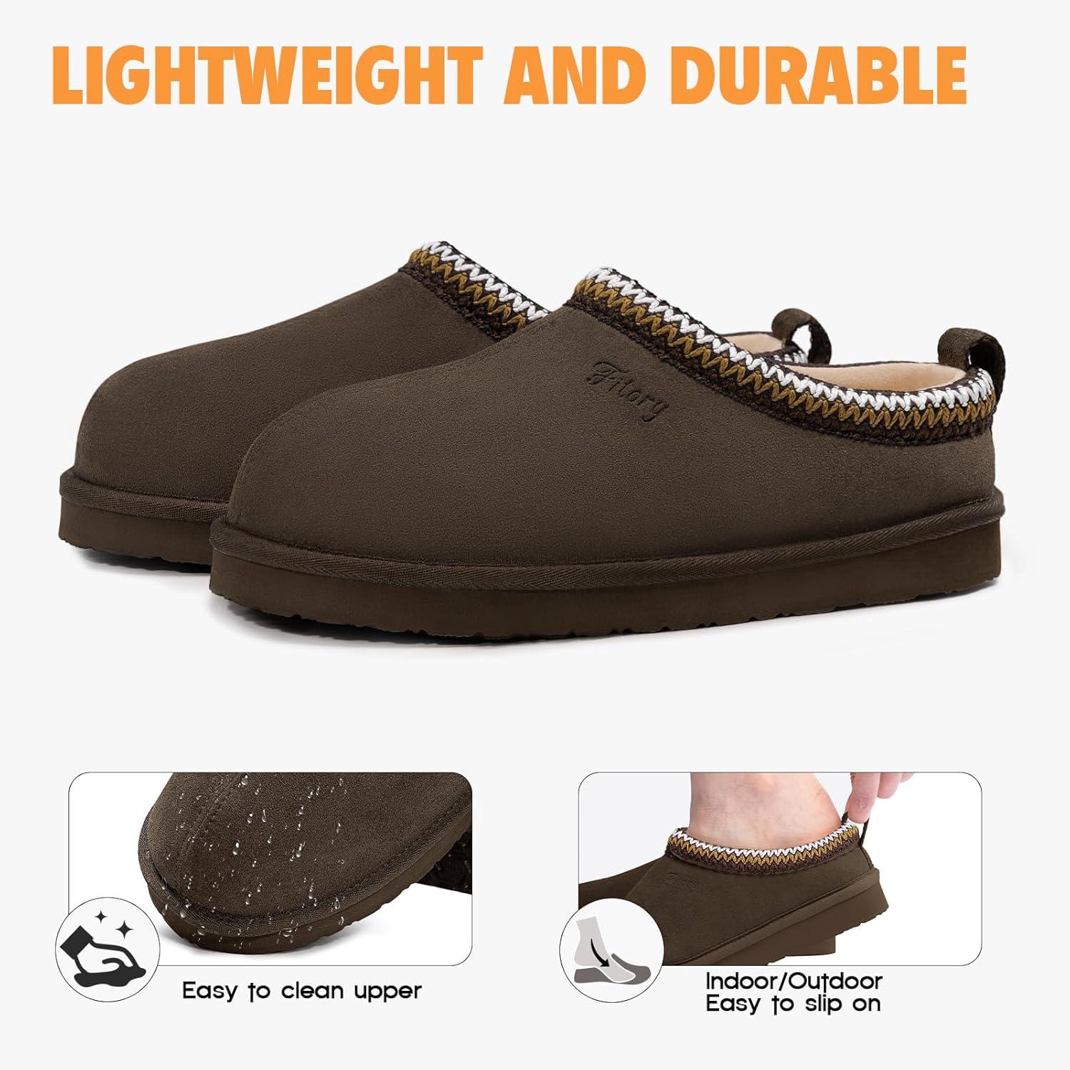 imageFITORY Womens Suede Slipper  Flat Short Mini Boots with Fur Fleece  Winter Casual Comfort ShoesTaupe