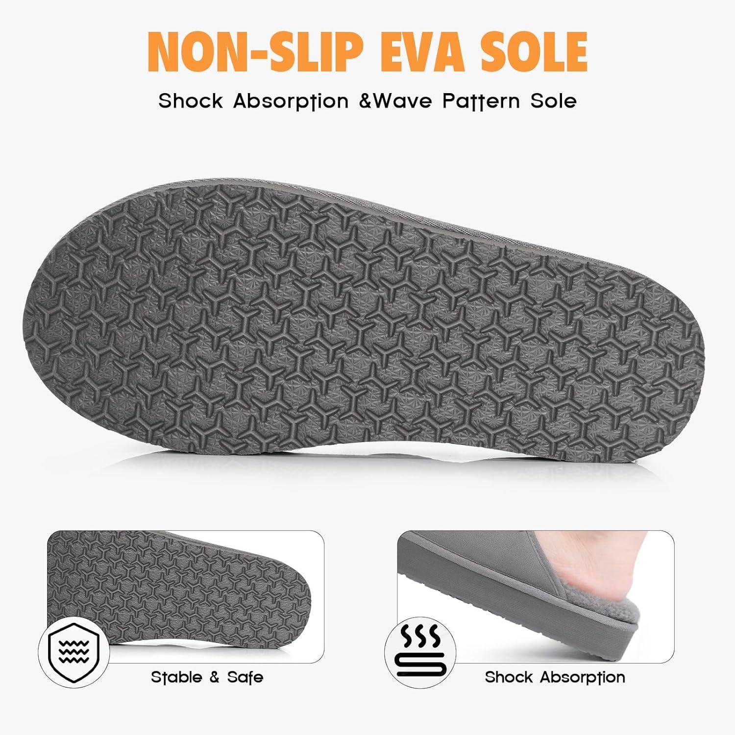imageFITORY Womens Suede Slippers with Fuzzy Lined Open Toe  NonSlip IndoorOutdoor House Shoes for WinterDark Gray