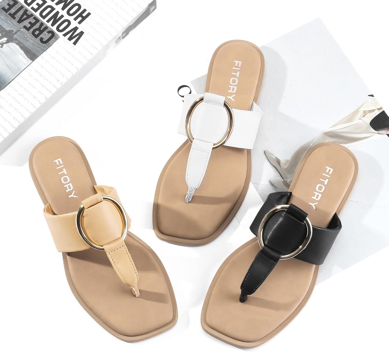 imageFITORY Womens Wide Thong Flip Flop SandalFashion Slides Casual Flat Sandal for Summer Size 611