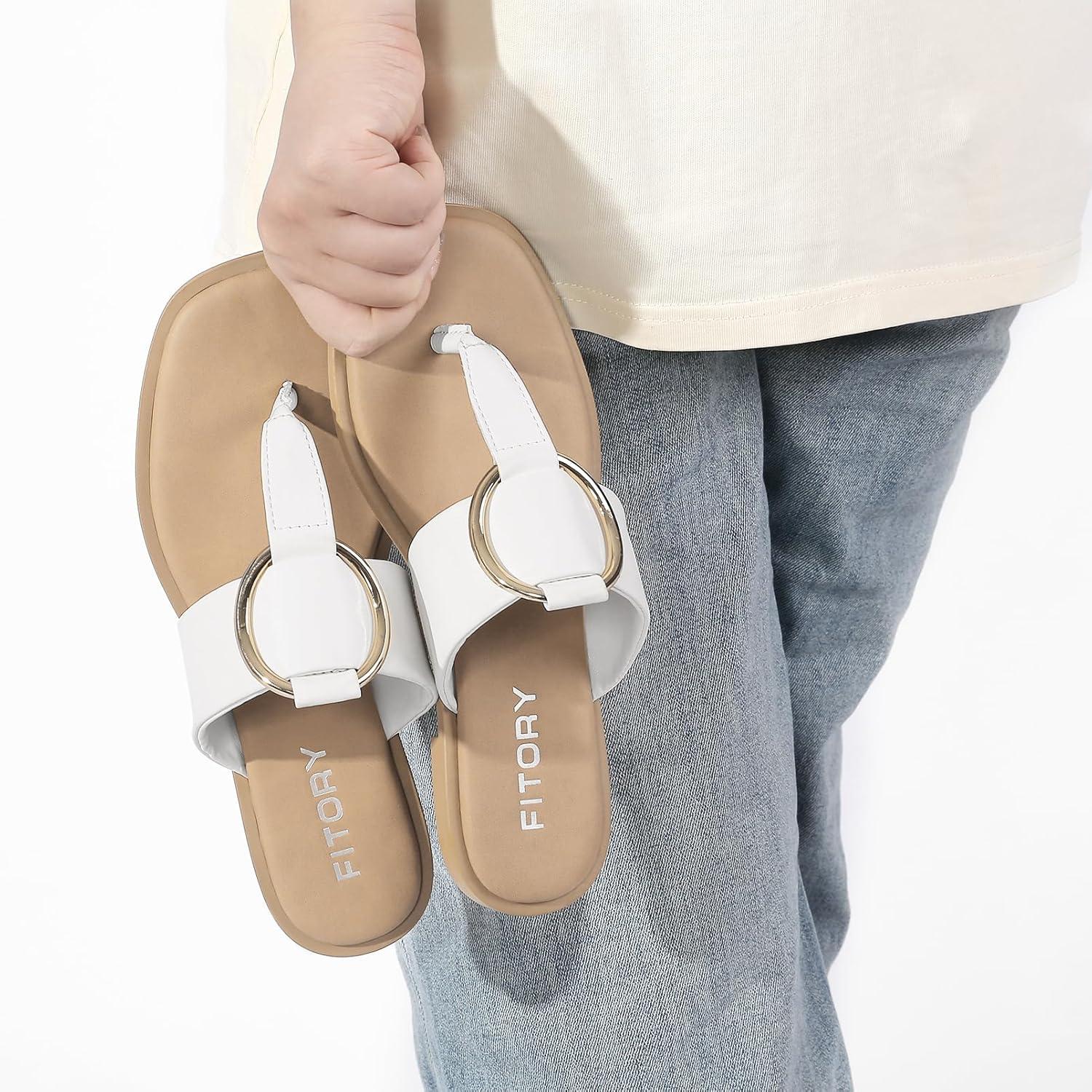 imageFITORY Womens Wide Thong Flip Flop SandalFashion Slides Casual Flat Sandal for Summer Size 611
