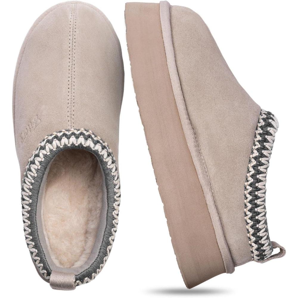 imageFITORY Womens Platform Slippers Suede Ankle Boots with Fleecelined for Indoor Outdoors Size 611Grey