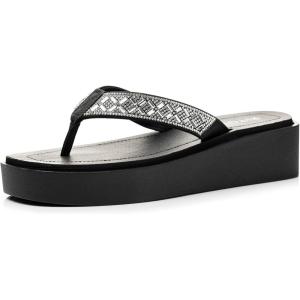 FITORY Women Flip Flops Platform Sandals with Rhinestone Size(Clear)