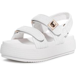 FITORY Women Platform Sandals Comfortable Open Toe Beach Shoes with Adjustable Buckle Straps for Summer Size 6-11(White)