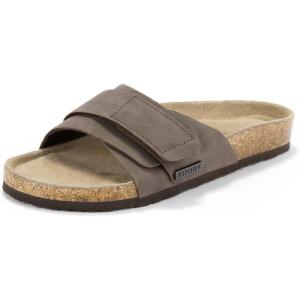 FITORY Womens Flat Sandals with Adjustable Straps Open Toe Slides Size 6-11(Brown)