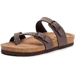 FITORY Women’s Slide Sandals with Soft Cork Footbed, Comfort Arch Support Flat Sandals for Summer Size 6-11