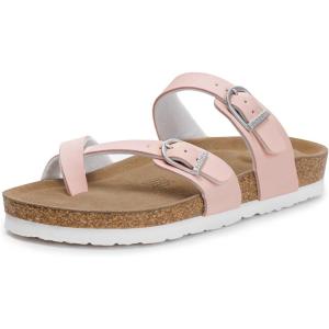 FITORY Women’s Slide Sandals with Soft Cork Footbed, Comfort Arch Support Flat Sandals for Summer Size 6-11(Pink)