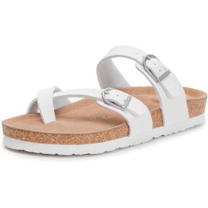 FITORY Women’s Slide Sandals with Soft Cork Footbed, Comfort Arch Support Flat Sandals for Summer Size 6-11(White)