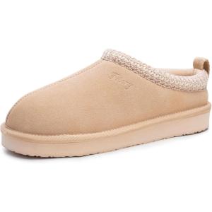 FITORY Women’s Suede Slipper | Flat Short Mini Boots with Fur Fleece | Winter Casual Comfort Shoes(Beige)