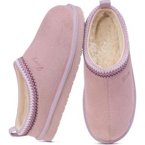 FITORY Women’s Suede Slipper | Flat Short Mini Boots with Fur Fleece | Winter Casual Comfort Shoes(Purple)