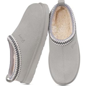 FITORY Women’s Suede Slipper | Flat Short Mini Boots with Fur Fleece | Winter Casual Comfort Shoes(Smoke Grey)