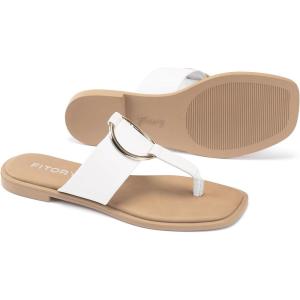 FITORY Women’s Wide Thong Flip Flop Sandal,Fashion Slides Casual Flat Sandal for Summer Size 6-11