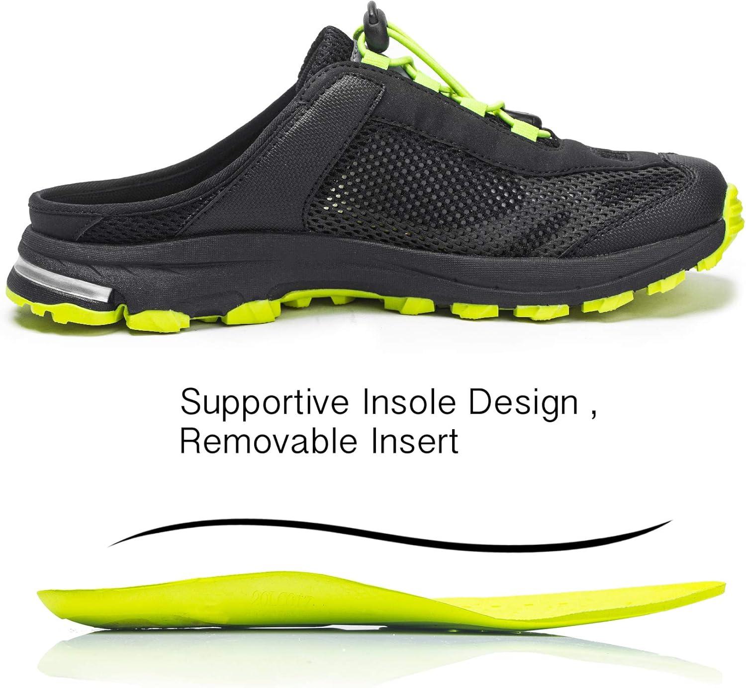 imageFITORY Mens Womens Slip on Sneakers Sandals Garden Clogs Casual Slipper Indoor Outdoor Slides Unisex GreenBlack