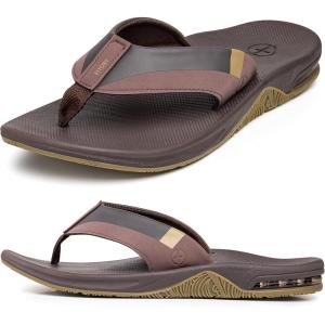 Men’s Sport Flip Flops, Arch Support Thong Sandals with Air Cushion for Outdoor Brown Size 11