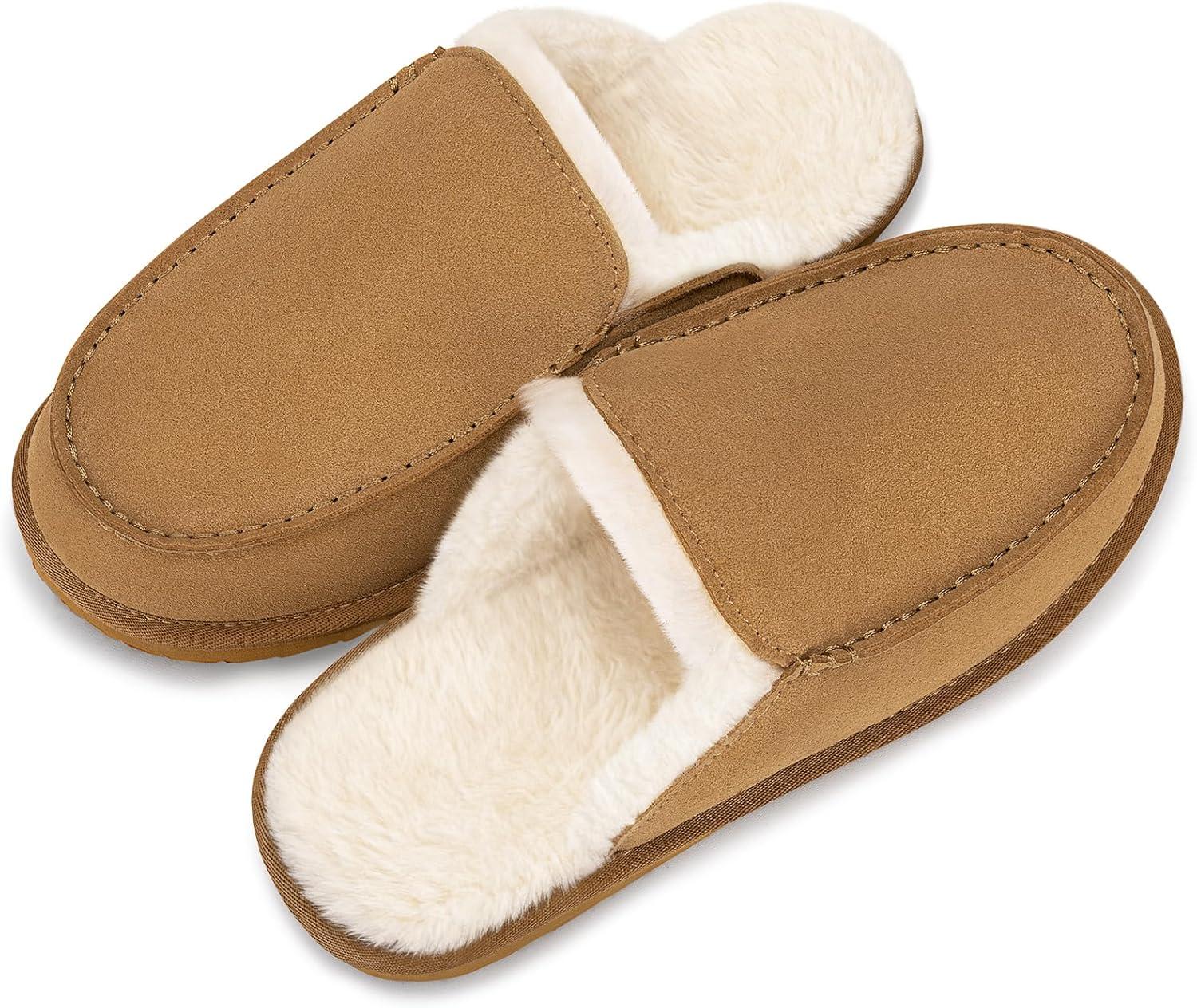 imageFITORY Mens Faux Fur House SlippersSlip on Cozy Winter Shoes for Indoor and Outdoor Size 714Brown