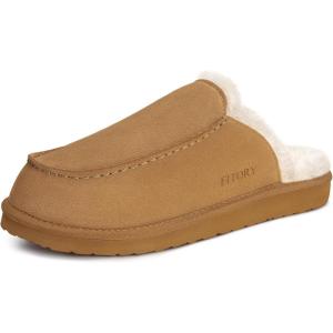 FITORY Men’s Faux Fur House Slippers,Slip on Cozy Winter Shoes for Indoor and Outdoor Size 7-14(Brown)