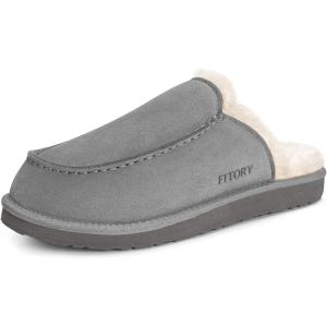 FITORY Men’s Faux Fur House Slippers,Slip on Cozy Winter Shoes for Indoor and Outdoor Size 7-14(Dark Gray)