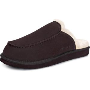 FITORY Men’s Faux Fur House Slippers,Slip on Cozy Winter Shoes for Indoor and Outdoor Size 7-14(Mocha)